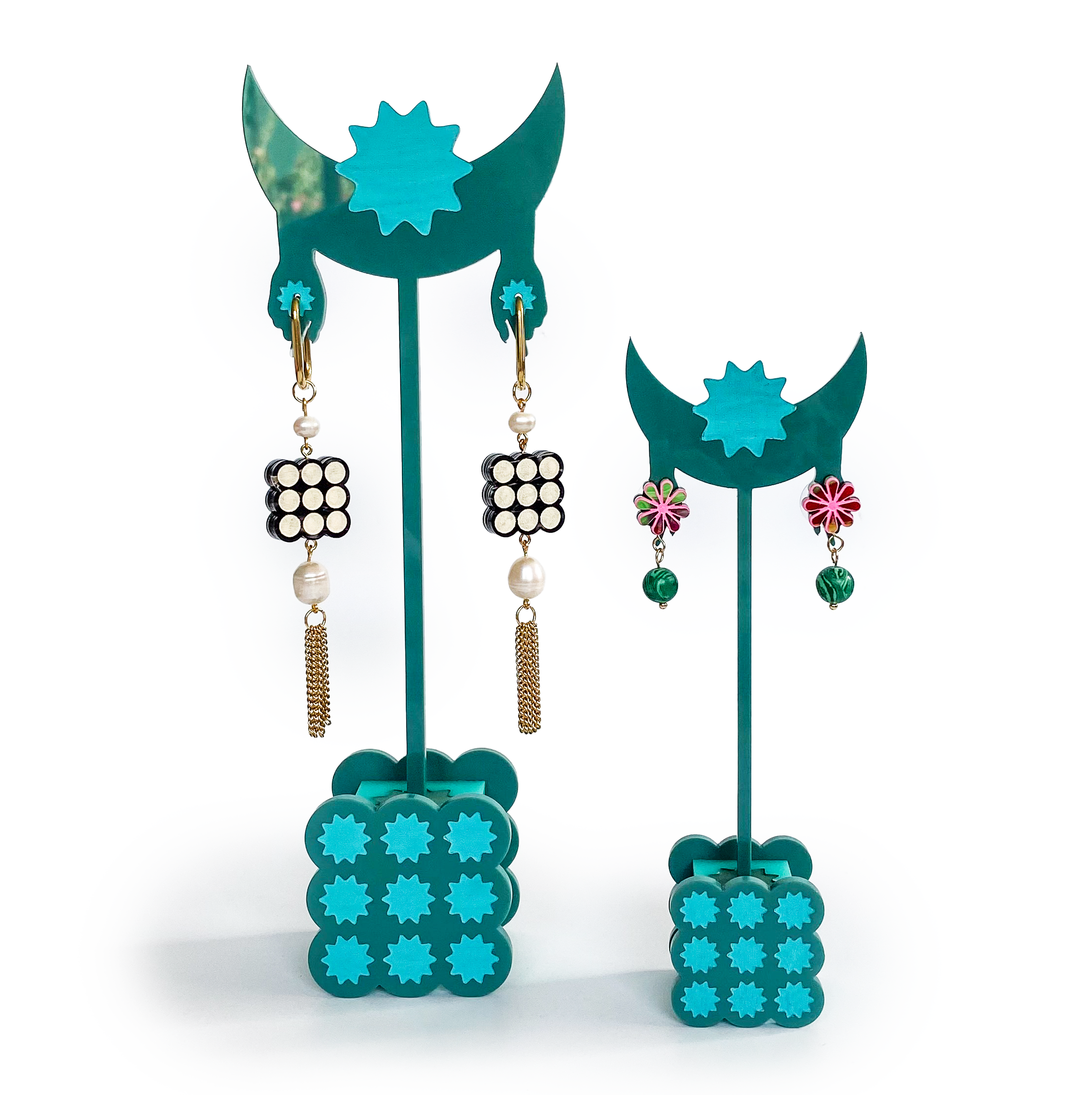 CELESTIAL EARRING STAND | Moon + Teal